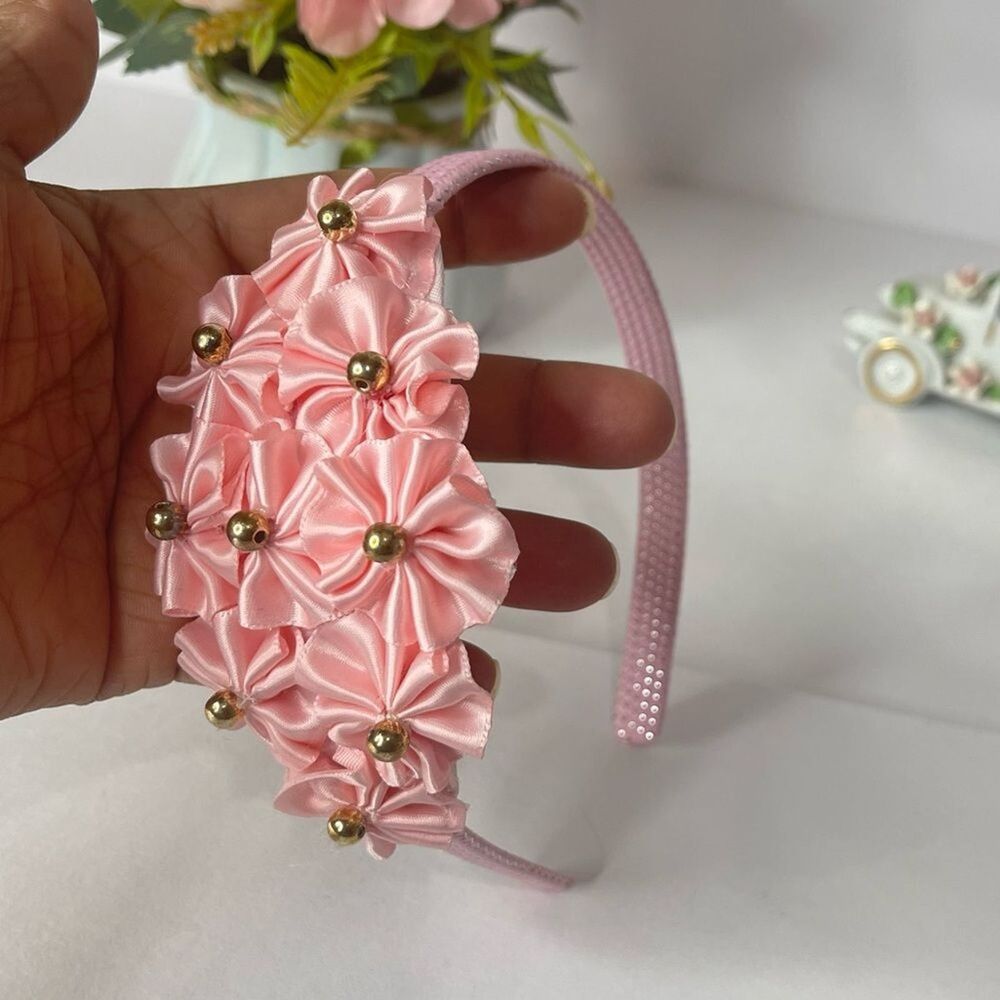 New Girls Pink Hairband head bands embellished handmade - Picture 11 of 16